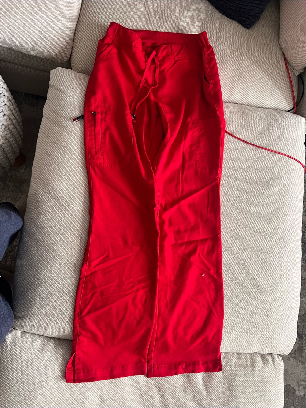 Red Wide-Leg Drawstring Joggers